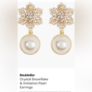 Baublebar Crystal Snowflake & Faux Pearl Earrings - New on Card/Tag
